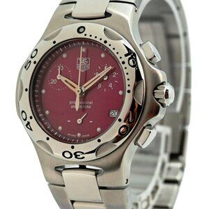 Vintage Ladies 34mm Tag Heuer Kirium Purple Dial Chronograph Watch